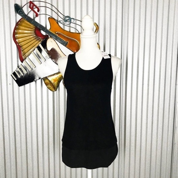 J. Crew Black Drapey Tank Top with Silky Hem XS - Picture 2 of 9